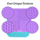 Infographic highlighting the four unique surface textures of the MateeyLife silicone pet mat.