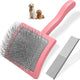 Light pink slicker brush for dog deshedding with steel pet comb