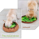 Side-by-side comparison of dogs using the product as a flat sniffing pad versus a slow feeder bowl.