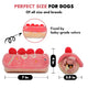 Product dimensions chart for the strawberry roll cake dog toy showing it measures 7 inches long and 4 inches high.