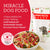 A prepared bowl of Dr. Harvey's Canine Health Miracle Dog Food pre-mix topped with fresh raw meat slices, next to the product packaging.