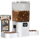Frienhund automatic pet feeder with 1080P HD camera, dual stainless steel bowls, and mobile app interface showing live pet monitoring.