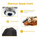 Premium dog toy craftsmanship details showing safe embroidered eyes, thicker fabric, and reinforced stitching for durability.