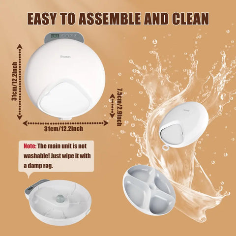 Product dimensions and washable detachable food tray components for Bsemax pet feeder