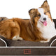 Dark brown EHEYCIGA orthopedic memory foam dog bed with white rim trim detail