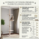 5-level floor-to-ceiling cat tree with height-adjustable tension rod and scratching posts