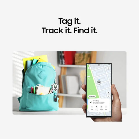 Tracking a backpack using the Samsung SmartThings Find app with Galaxy SmartTag2.