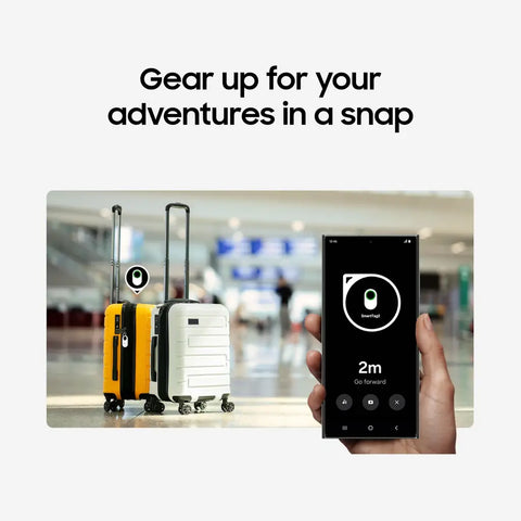 Using Compass View on a smartphone to find luggage with a Samsung Galaxy SmartTag2.