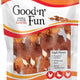 Front packaging of Good 'n' Fun Triple Flavor Kabobs snack for all dogs, 4 oz bag.
