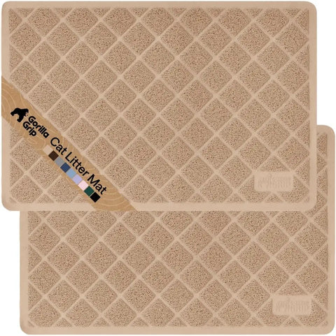 Two pack of beige Gorilla Grip cat litter trapping mats