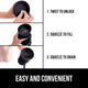 Step-by-step instructions showing how to unlock, squeeze to fill, and drain Gorilla Grip dog water bottle