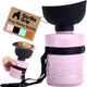 Gorilla Grip portable dog water bottle with built-in bowl and strap in pink