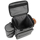 Gray color bag with open lid on white background.