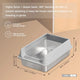 Gray stainless steel cat litter pan size XL plus dimensions showing 60cm length, 40cm width, and an extra-deep 24cm basin height.