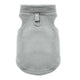Gray fleece dog vest with a silver buckle on a white background