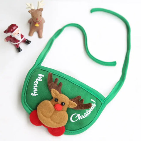 Green Christmas-themed mask with a reindeer design on white.