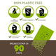 Green product packaging with recycling and composting icons.