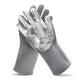 Grey waterproof silicone pet bathing and deshedding gloves.