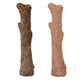 Comparison of two textured dog chew sticks featuring real wood and hemp fiber blends for aggressive chewers.