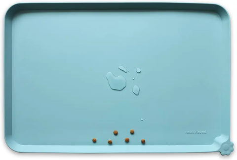 Light Turquoise bright aqua silicone dog and cat bowl feeding tray.