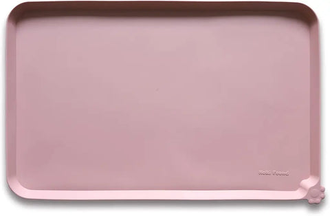 Neutral Pink pastel dusty rose silicone pet food mat with debossed branding.