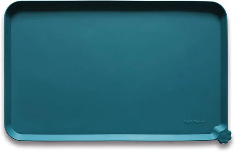 Sicilian Ocean blue waterproof silicone pet food mat by Hoki Found.