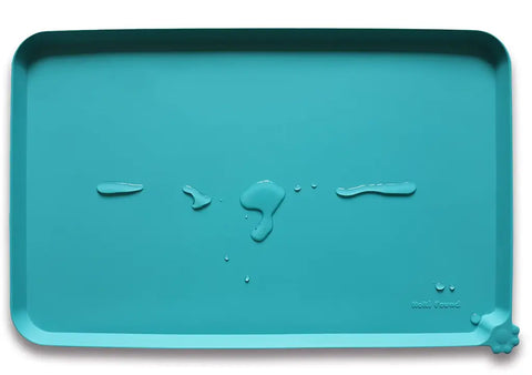 Teal vibrant blue-green waterproof silicone dog and cat bowl placemat.