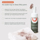 Four-step instructions on how to use Dandylion Clean Paws to easily clean dirty dog paws, displayed next to a dirty towel.