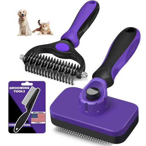 3-in-1 Dog Grooming Set | Slicker Brush, Dematting Rake & Flea Comb