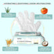 IMMHABI all in one pet glove wipes 25 pack showcasing key ingredients including aloe vera, kaki tannin, oat extract, and coconut oil