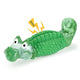 Green alligator-shaped squeaky dog toy designed for aggressive chewers with a built-in internal squeaker.