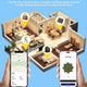3D floor plan visualization showing the SeekTag app locating items like keys, bags, and wallets inside a home.