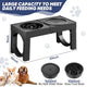 Dimensions for 20 inch wide elevated feeder showing 1400ml water bowl and 1000ml slow feeder
