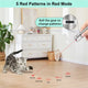 Kitten playing with interactive red laser projections including red dot, smile face, star, mouse, and butterfly patterns