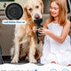 Young girl feeding her dog with a leak-proof dog water bottle showing the lock and seal close-up