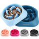 Two shades of blue MateeyLife slow feeder dog bowls shown together to highlight color options for pet owners.