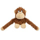 Brown plush monkey dog toy with long floppy arms and big eyes