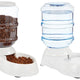 Two-piece matching pet feeding station including an automatic food dispenser and waterer set.