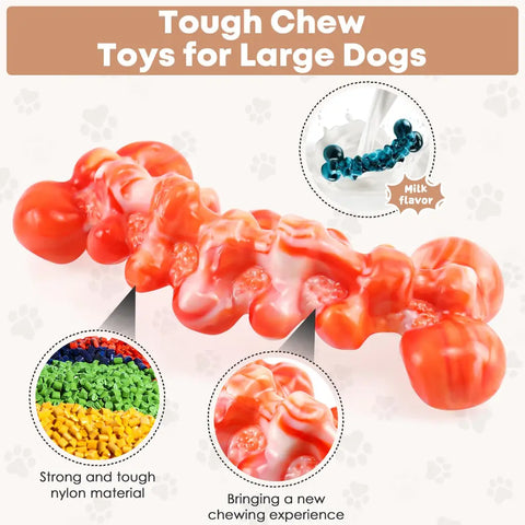Close-up of milk-flavored nylon dog toy material with a tough, textured surface for heavy chewing.
