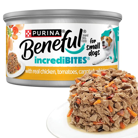 Infographic showing that one can of Beneful IncrediBites replaces approximately 1/4 cup of dry pet food.