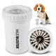 Bright white MudBuster portable dog paw washer cup with top-down bristle view