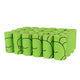 Multiple green rolls of toilet paper with a brand logo.
