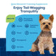 Graphic listing ideal uses for NaturVet Quiet Moments including dog separation anxiety, fireworks, storms, grooming, and vet visits.