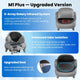 Infographic highlighting Neakasa M1 Plus upgrades, including a 6-array rotary infrared sensor system, brush strip odor isolation seal, and composite sealing ring.