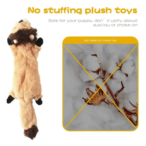 Stuffing-free plush lion dog toy design highlighting no messy cotton filling for safe, choke-free puppy play.