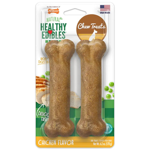 Nylabone Natural Healthy Edibles long-lasting chicken flavor dog chew treats 2-pack.