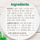 Detailed ingredients list and guaranteed analysis for Nylabone dog treats displayed on a white plate.