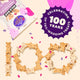 Dog biscuits arranged to spell out the number 100, celebrating 100 years of Old Mother Hubbard dog treats.