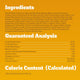 List of ingredients and guaranteed analysis chart for Pedigree Adult Roasted Chicken and Vegetable dry dog food.