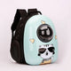 Pet backpack with a cat design on light blue background.
